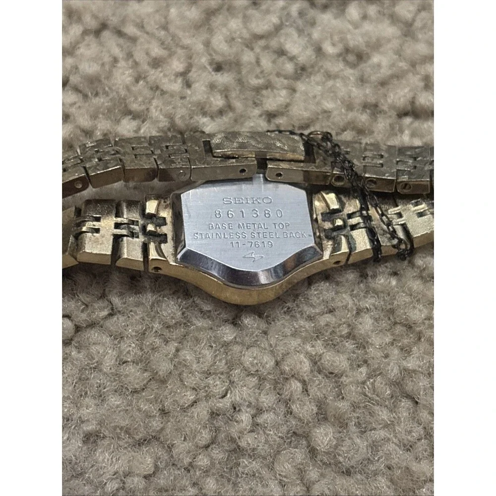 Vintage Seiko Watch 11-7619 Women Hand Winding Mechanical Gold Tone Oval 5.75
